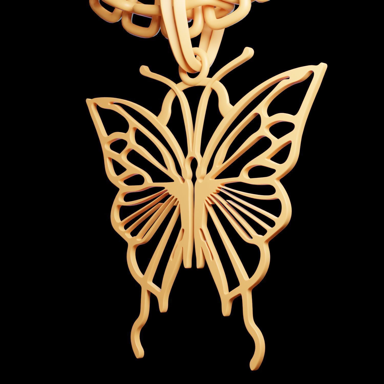 Butterfly Stylized Pendant Amulet Necklace Design 3D print model_8
