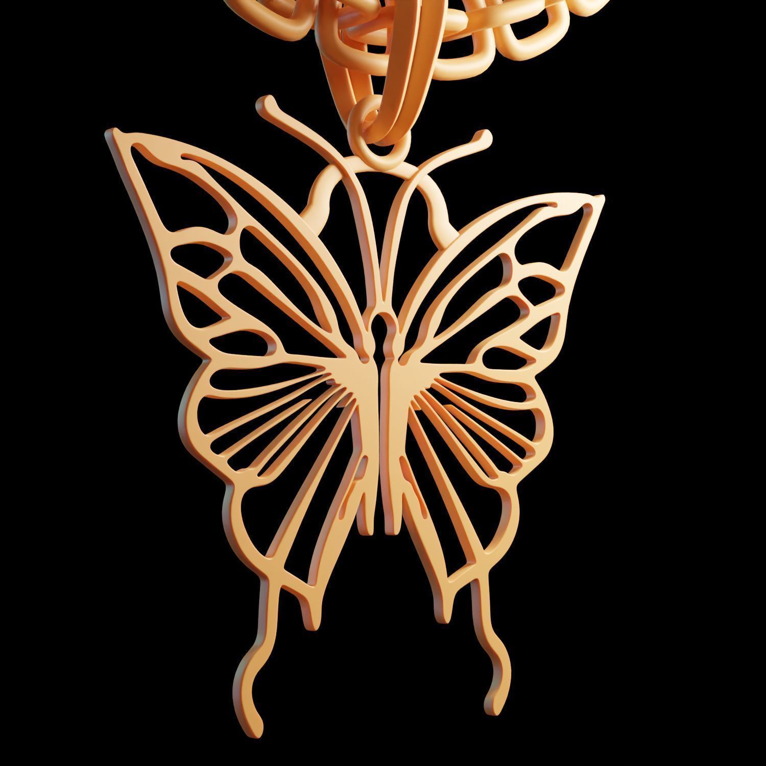 Butterfly Stylized Pendant Amulet Necklace Design 3D print model_9