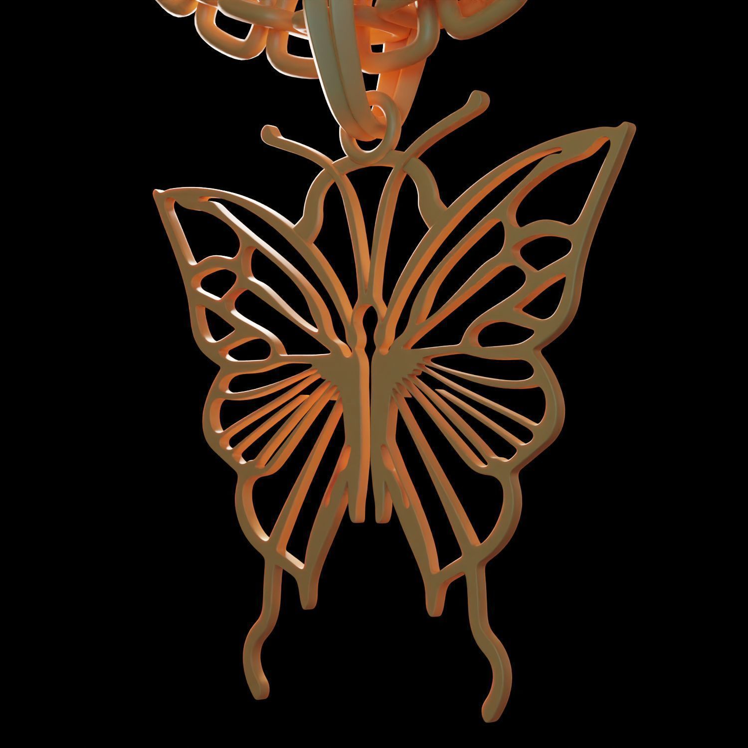 Butterfly Stylized Pendant Amulet Necklace Design 3D print model_11