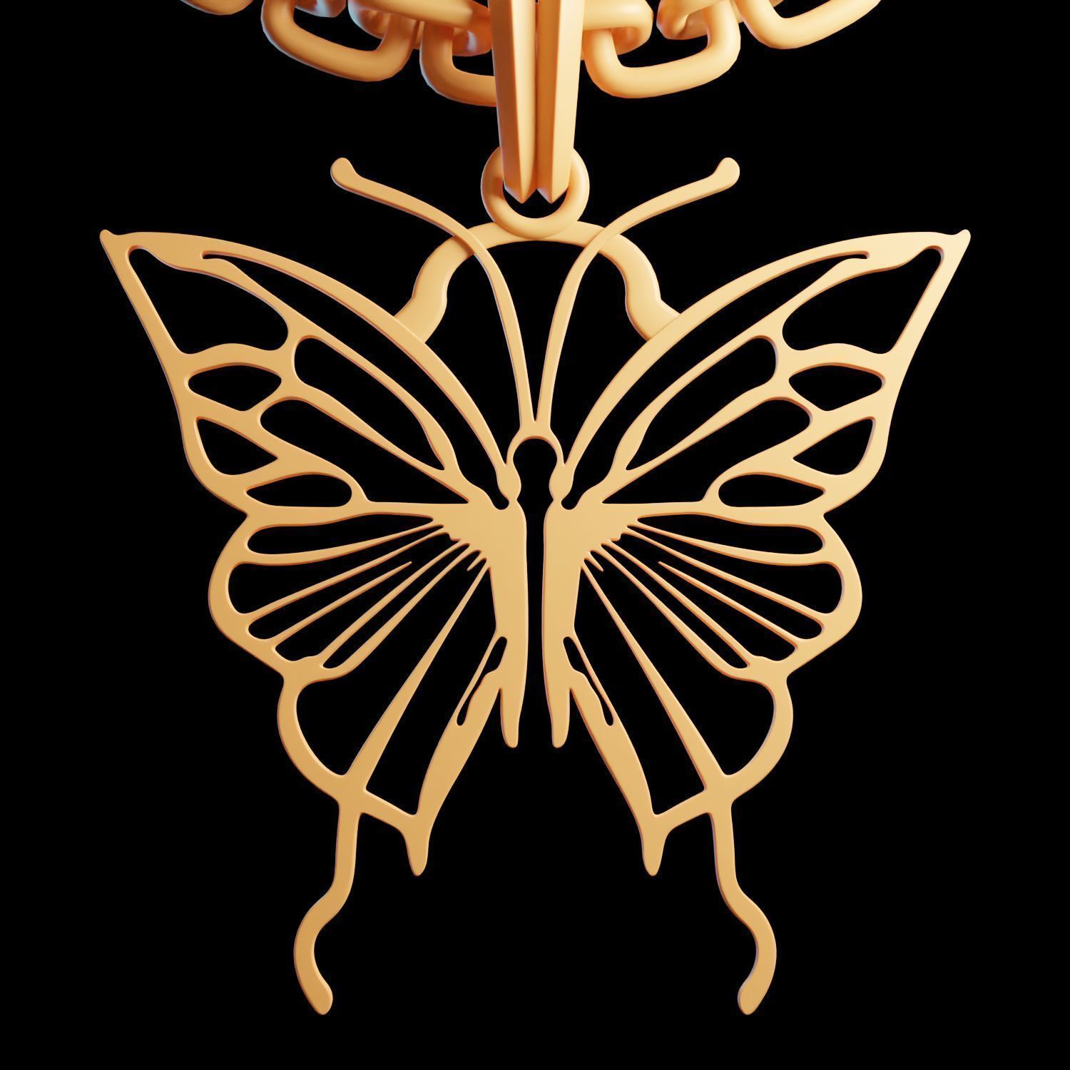 Butterfly Stylized Pendant Amulet Necklace Design 3D print model_7