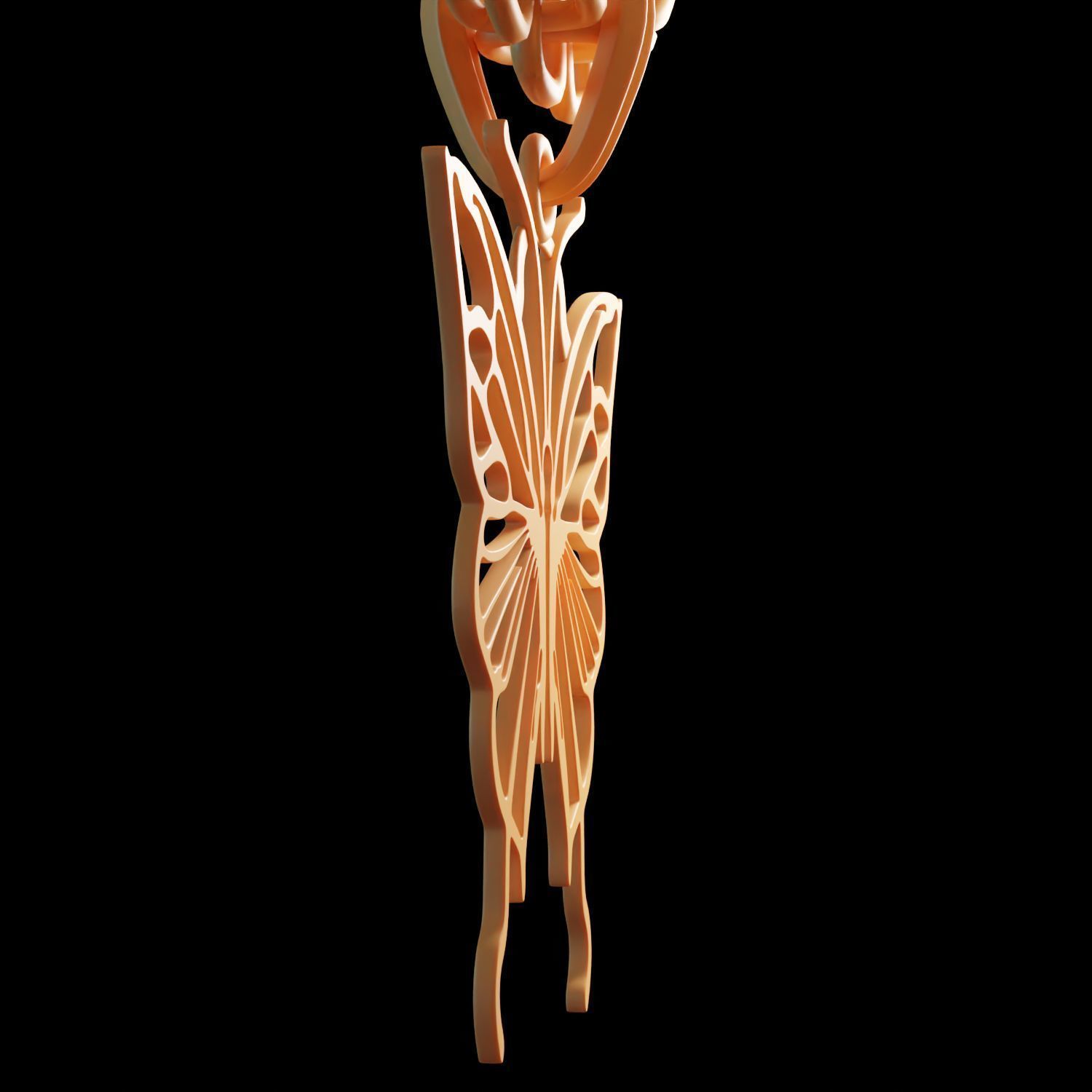 Butterfly Stylized Pendant Amulet Necklace Design 3D print model_10