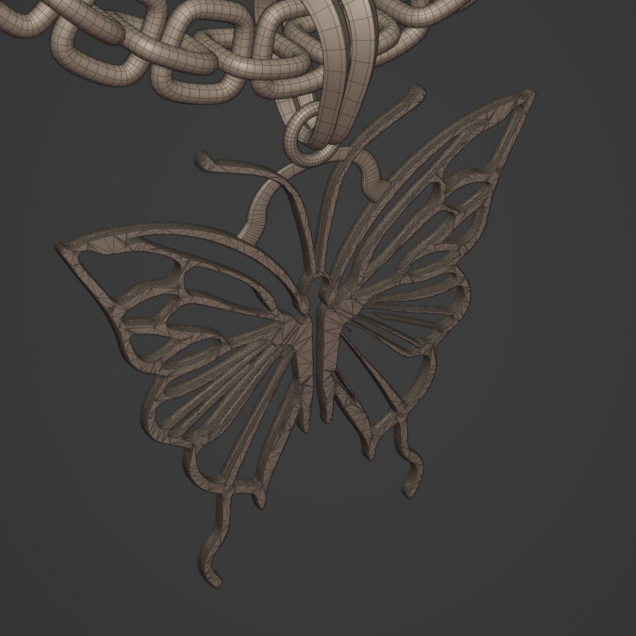 Butterfly Stylized Pendant Amulet Necklace Design 3D print model_18