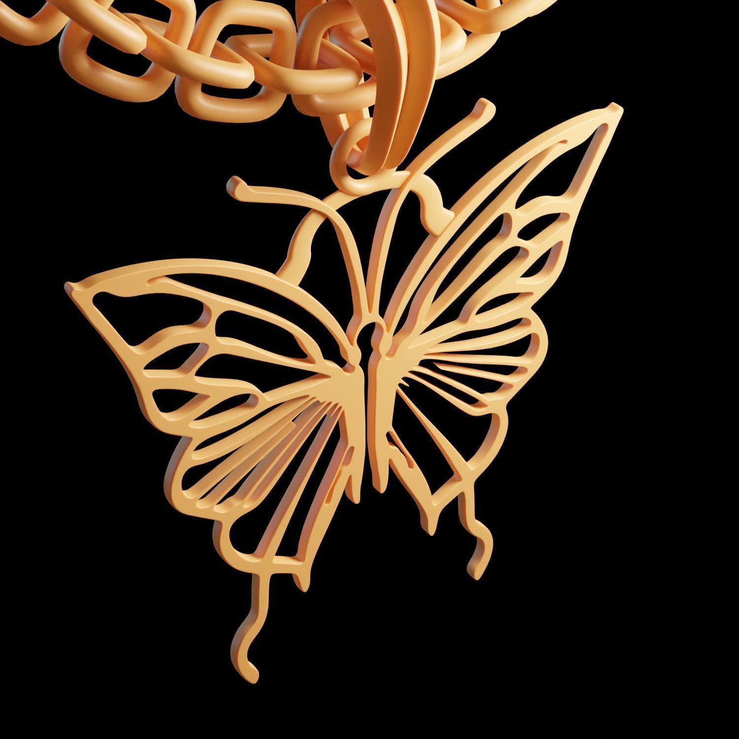Butterfly Stylized Pendant Amulet Necklace Design 3D print model_12