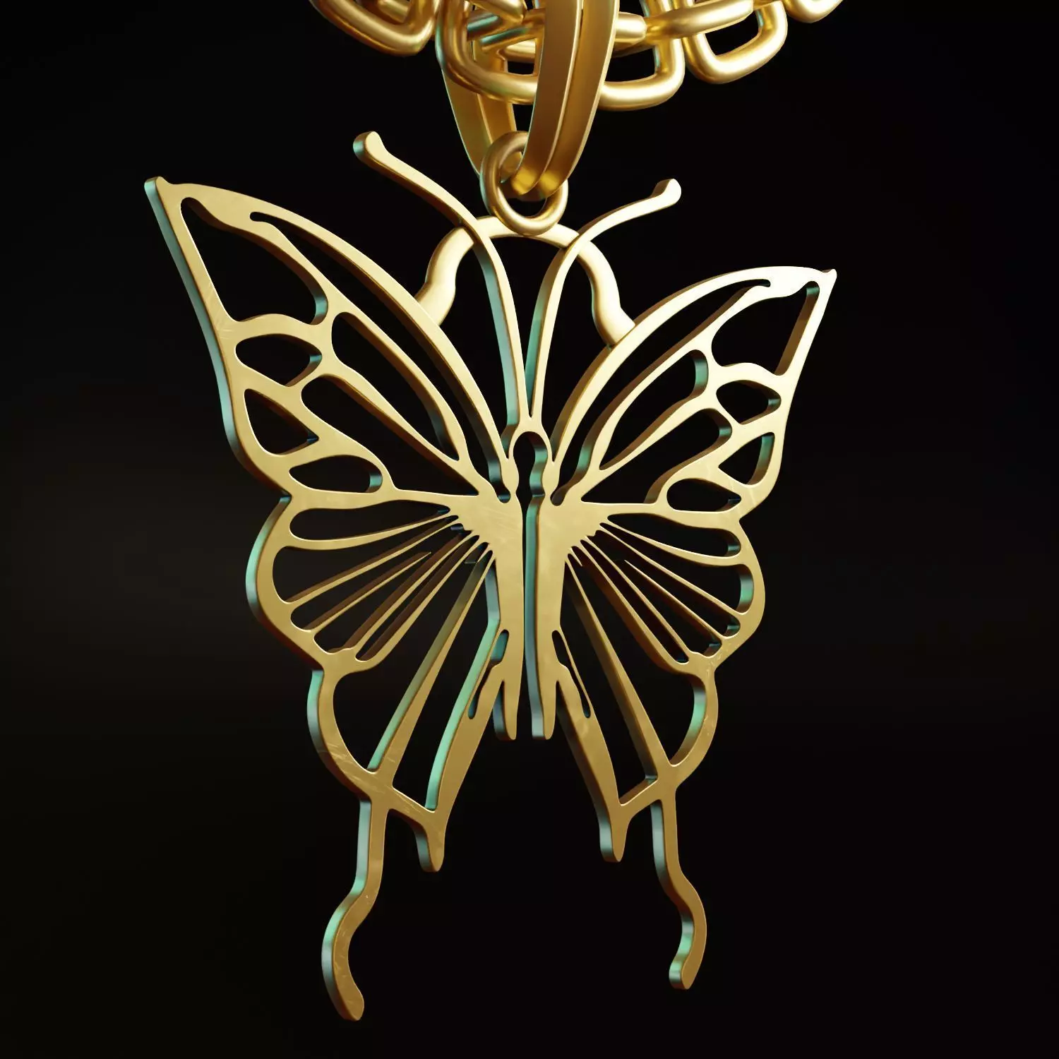 Butterfly Stylized Pendant Amulet Necklace Design 3D print model_0