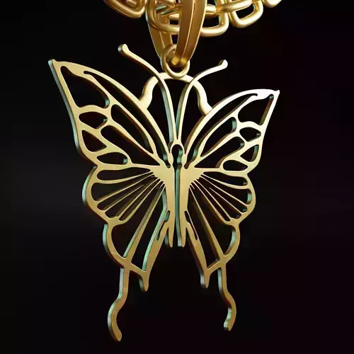 Butterfly Stylized Pendant Amulet Necklace Design 3D print model