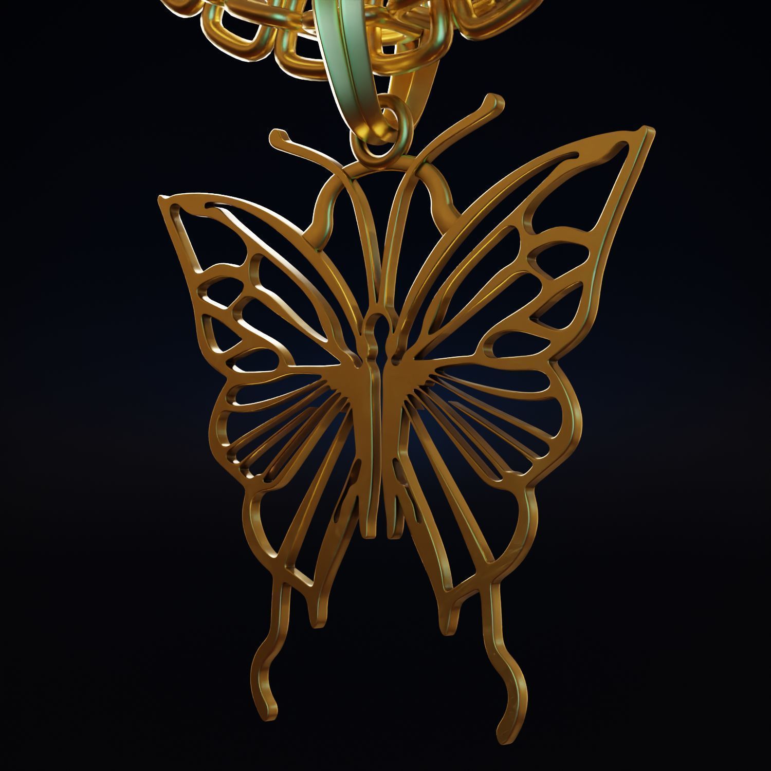 Butterfly Stylized Pendant Amulet Necklace Design 3D print model_5