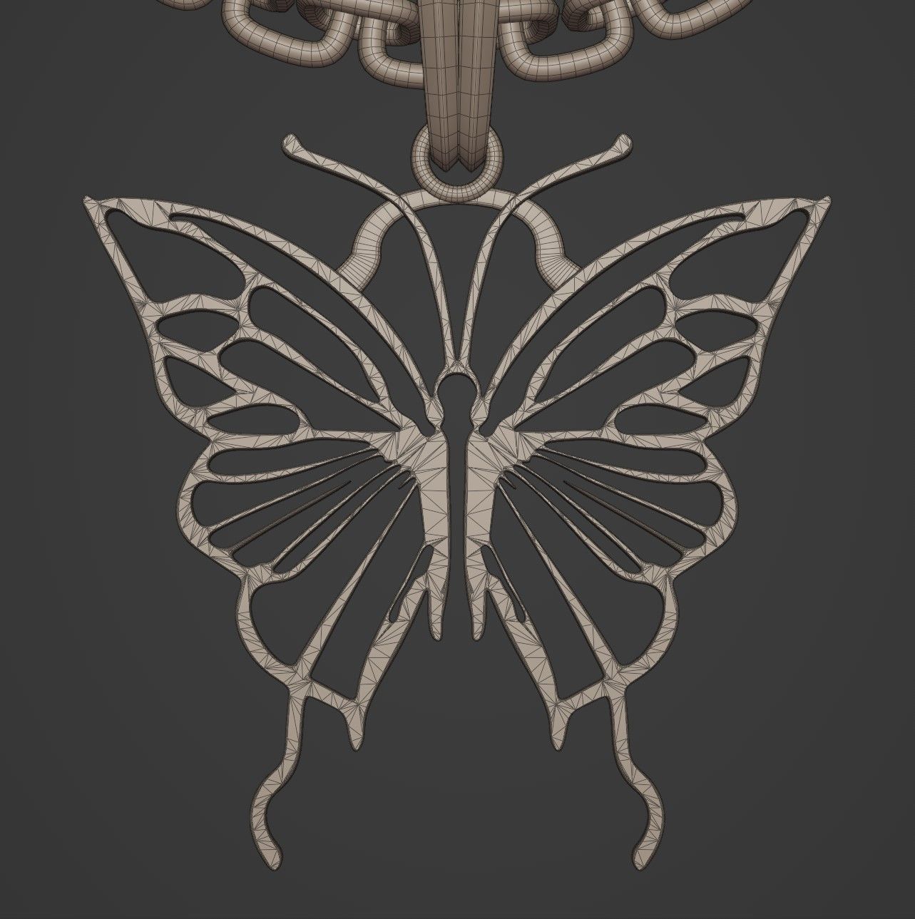 Butterfly Stylized Pendant Amulet Necklace Design 3D print model_13