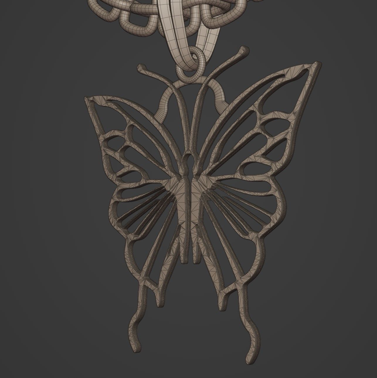 Butterfly Stylized Pendant Amulet Necklace Design 3D print model_14