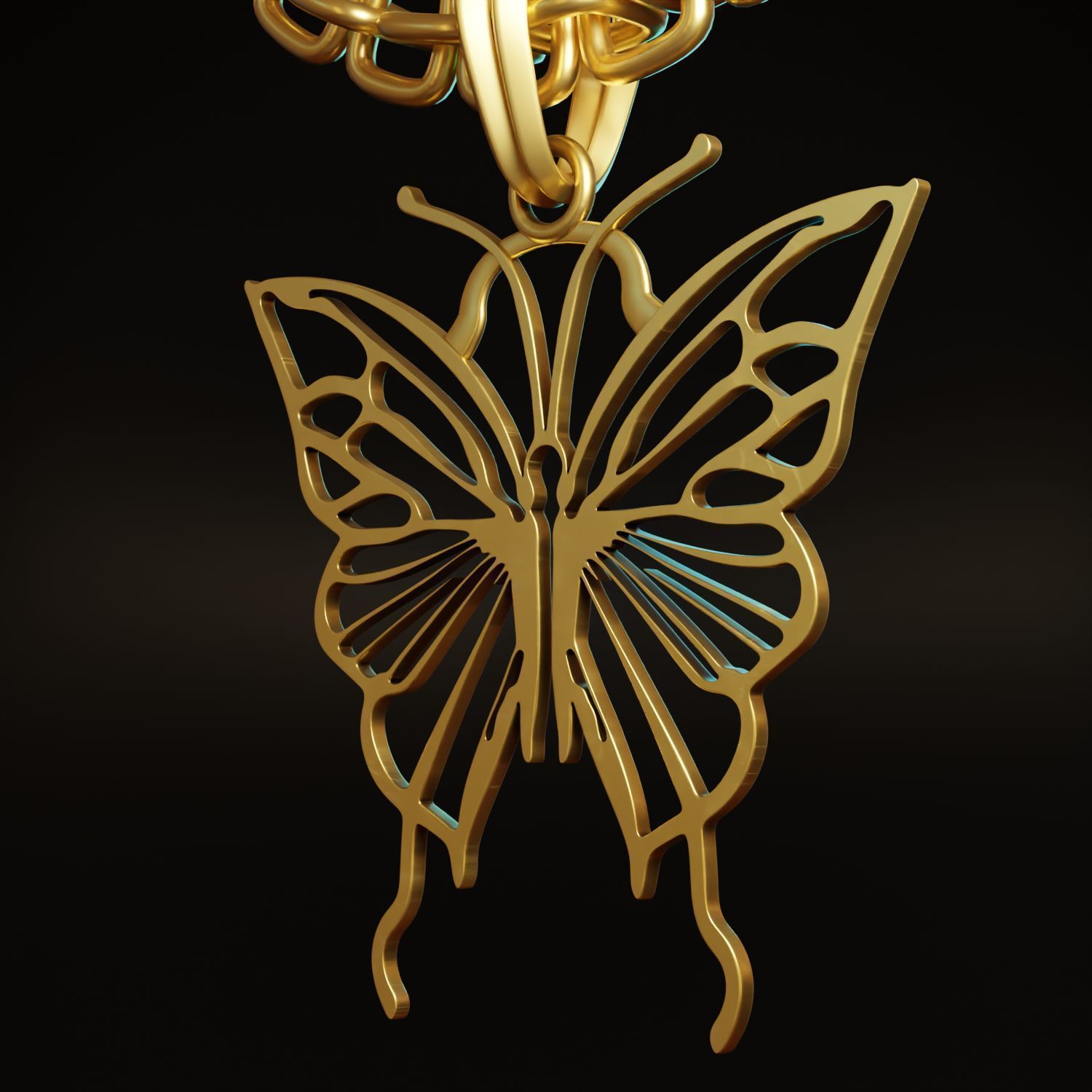 Butterfly Stylized Pendant Amulet Necklace Design 3D print model_3