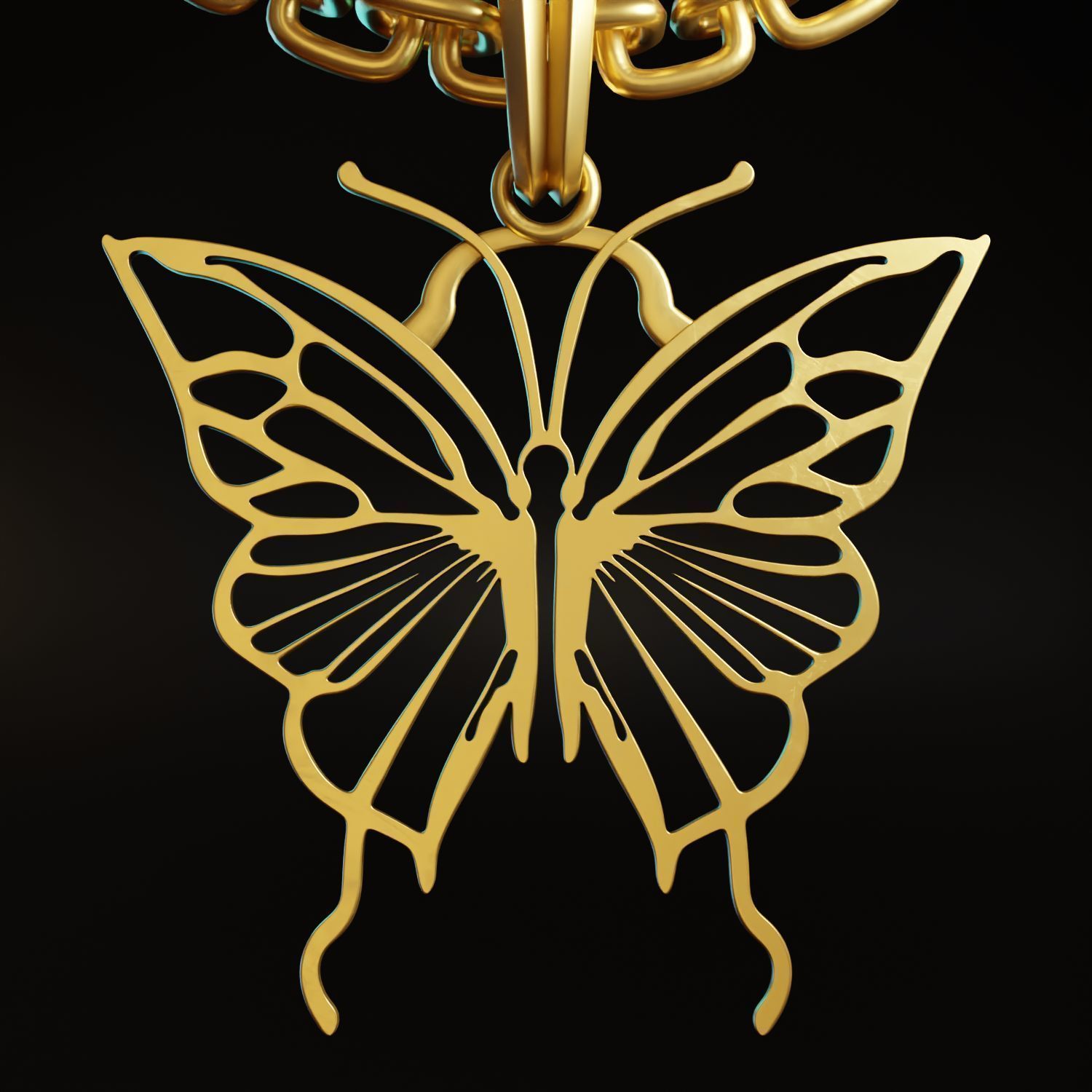 Butterfly Stylized Pendant Amulet Necklace Design 3D print model_1