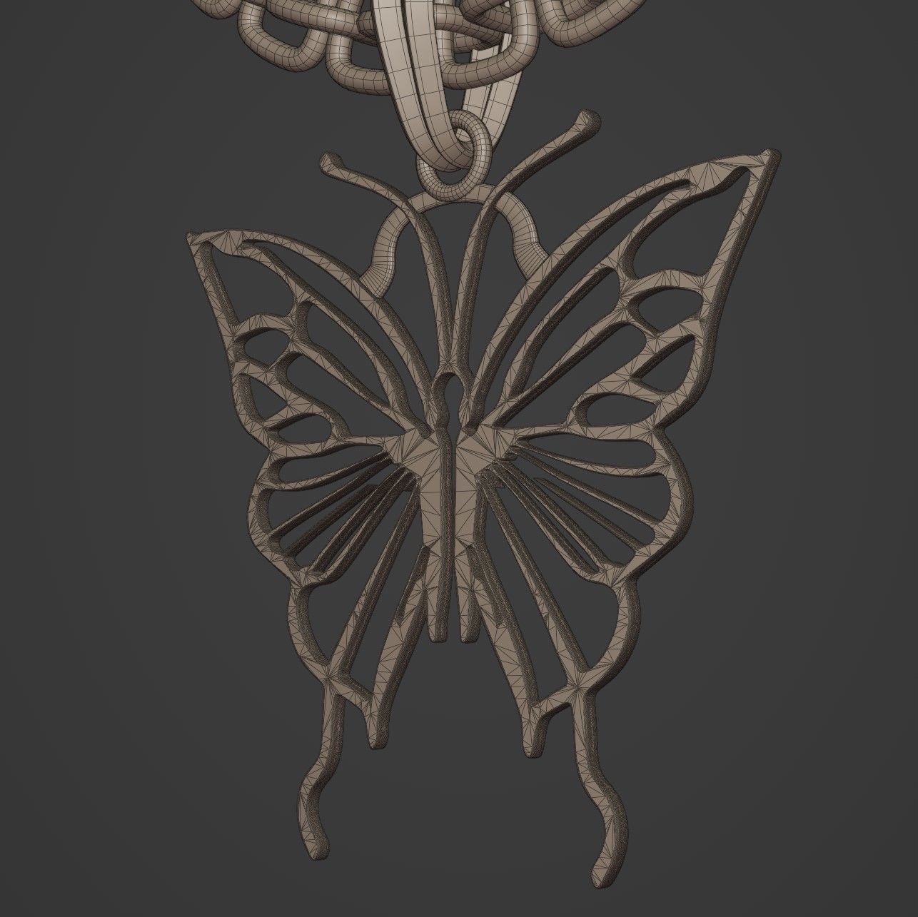 Butterfly Stylized Pendant Amulet Necklace Design 3D print model_17