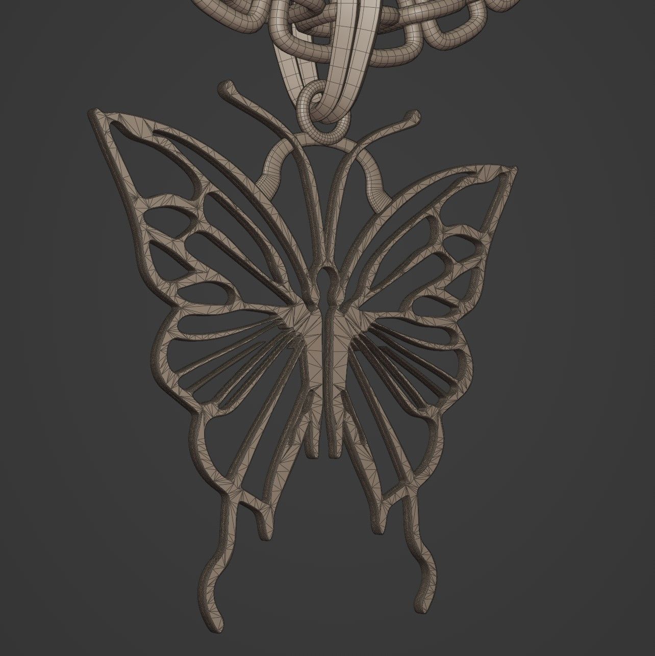 Butterfly Stylized Pendant Amulet Necklace Design 3D print model_15