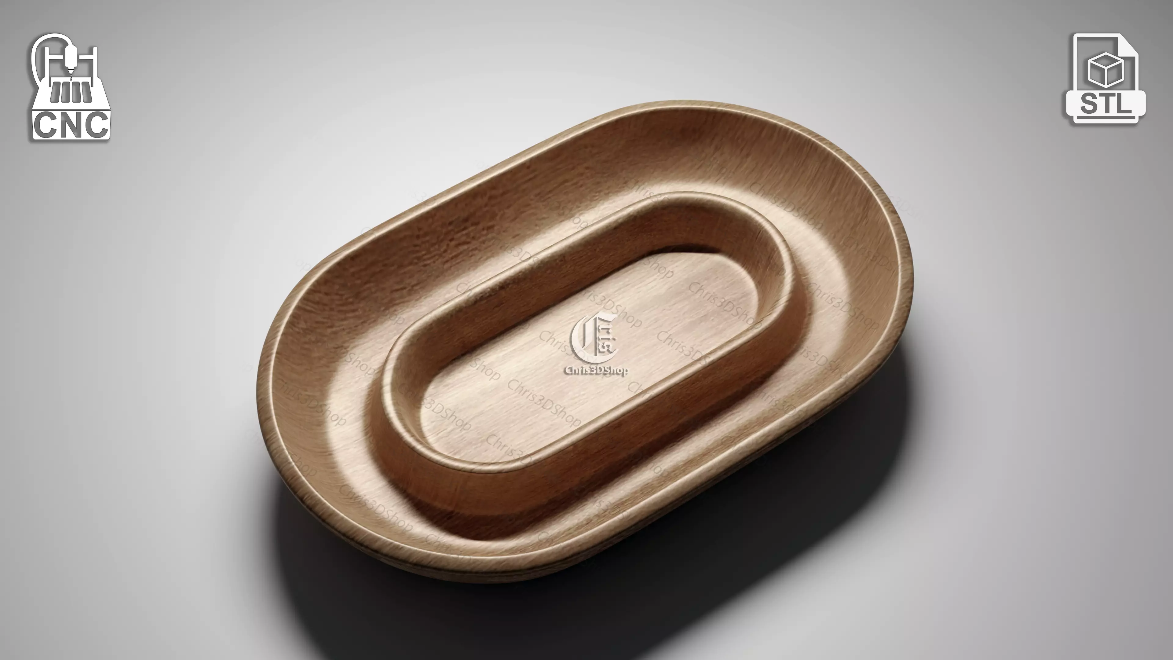 Oval Bowl 4 - 3D STL Files for CNC 3D print model