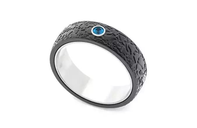 man carbon wedding  bands and 1 brilliant-cut diamond 698 3D print model