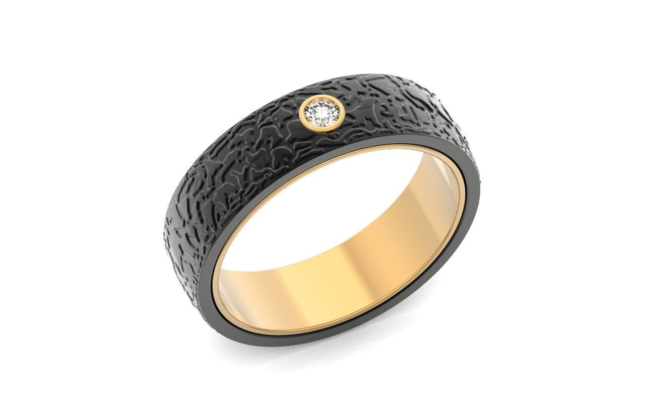 man carbon wedding bands and 1 brilliant-cut diamond 698 3D print model_8