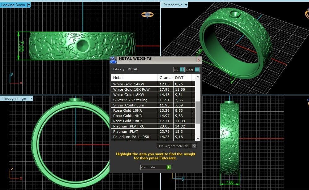 man carbon wedding bands and 1 brilliant-cut diamond 698 3D print model_7