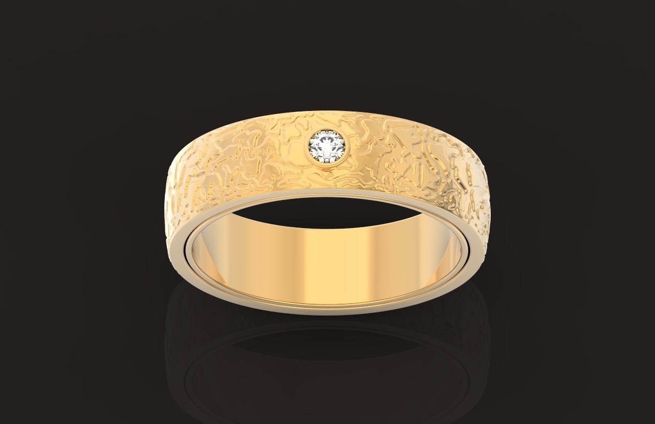 man carbon wedding bands and 1 brilliant-cut diamond 698 3D print model_28