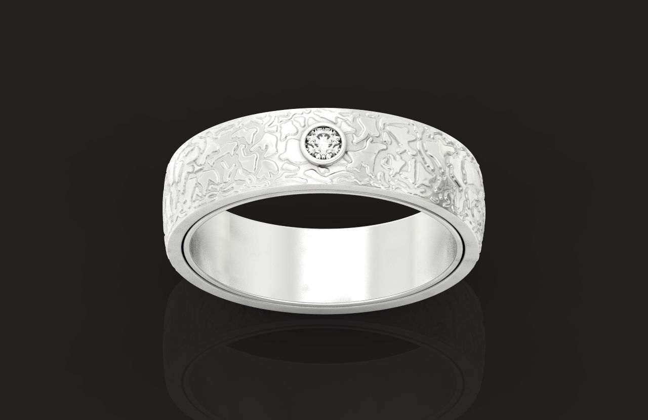 man carbon wedding bands and 1 brilliant-cut diamond 698 3D print model_24