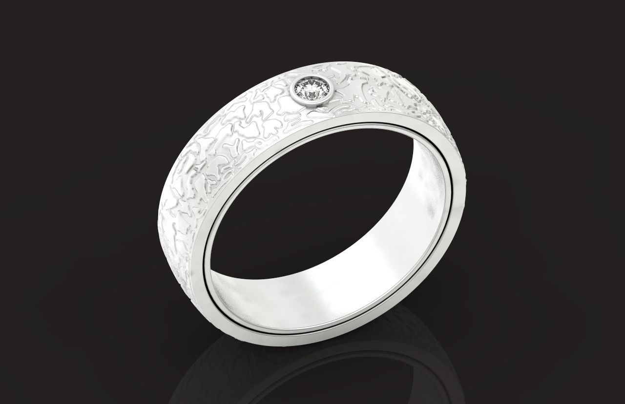 man carbon wedding bands and 1 brilliant-cut diamond 698 3D print model_23