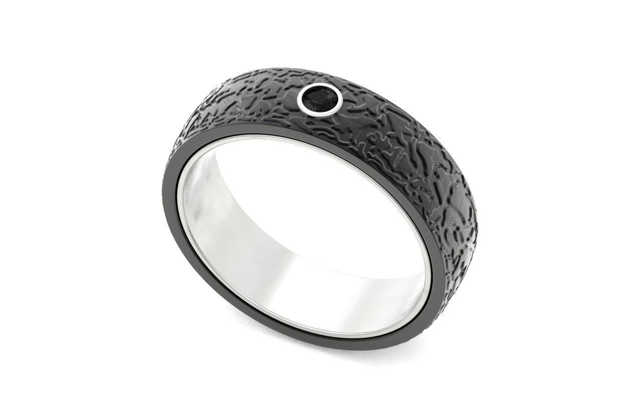 man carbon wedding bands and 1 brilliant-cut diamond 698 3D print model_17