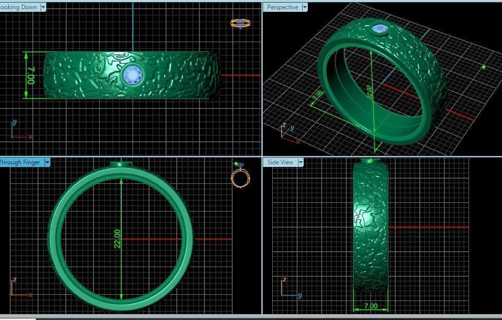 man carbon wedding bands and 1 brilliant-cut diamond 698 3D print model_4