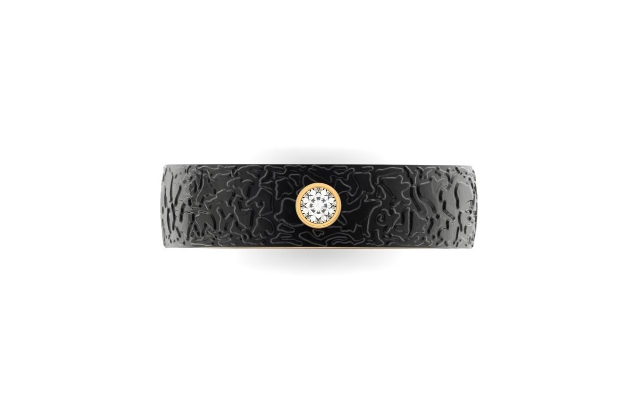 man carbon wedding bands and 1 brilliant-cut diamond 698 3D print model_2