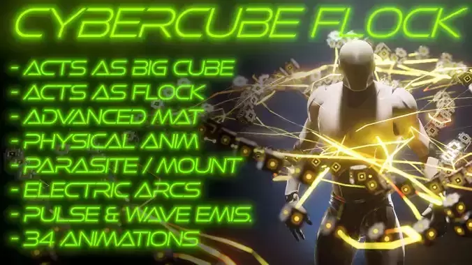 CyberCube Flock Low-poly 3D model