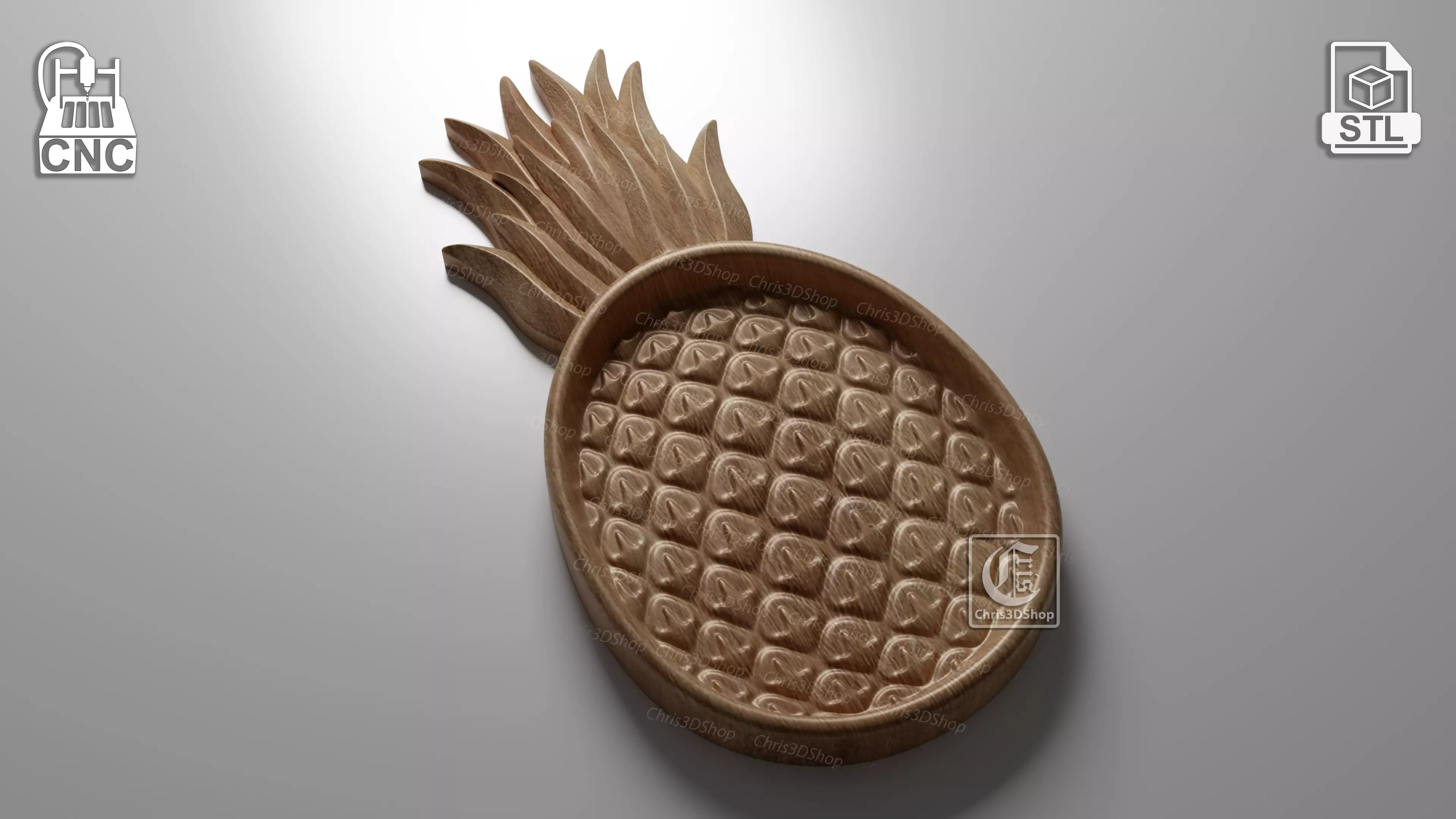 Pineapple Tray - STL model for CNC  3D print model_0
