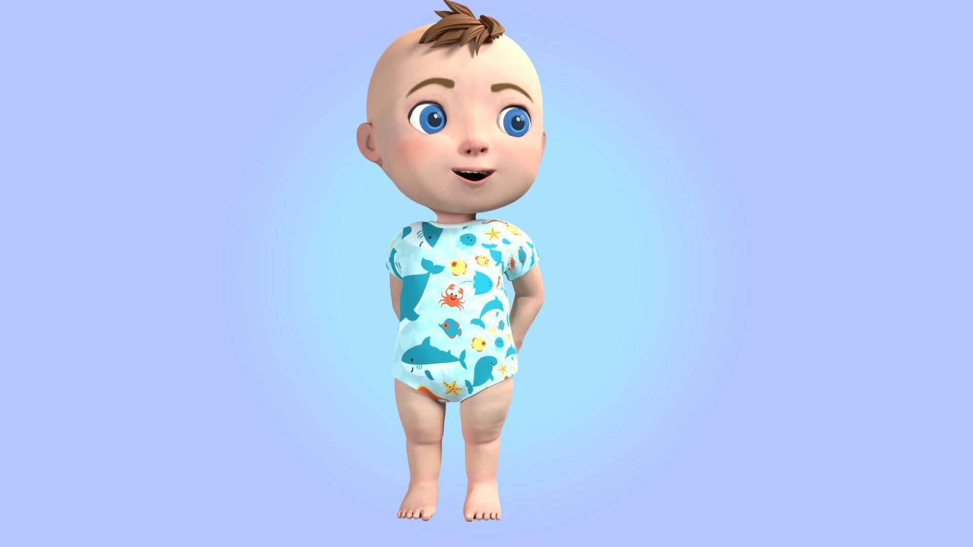 Cartoon Baby Rigged 3D model Low-poly 3D model_10