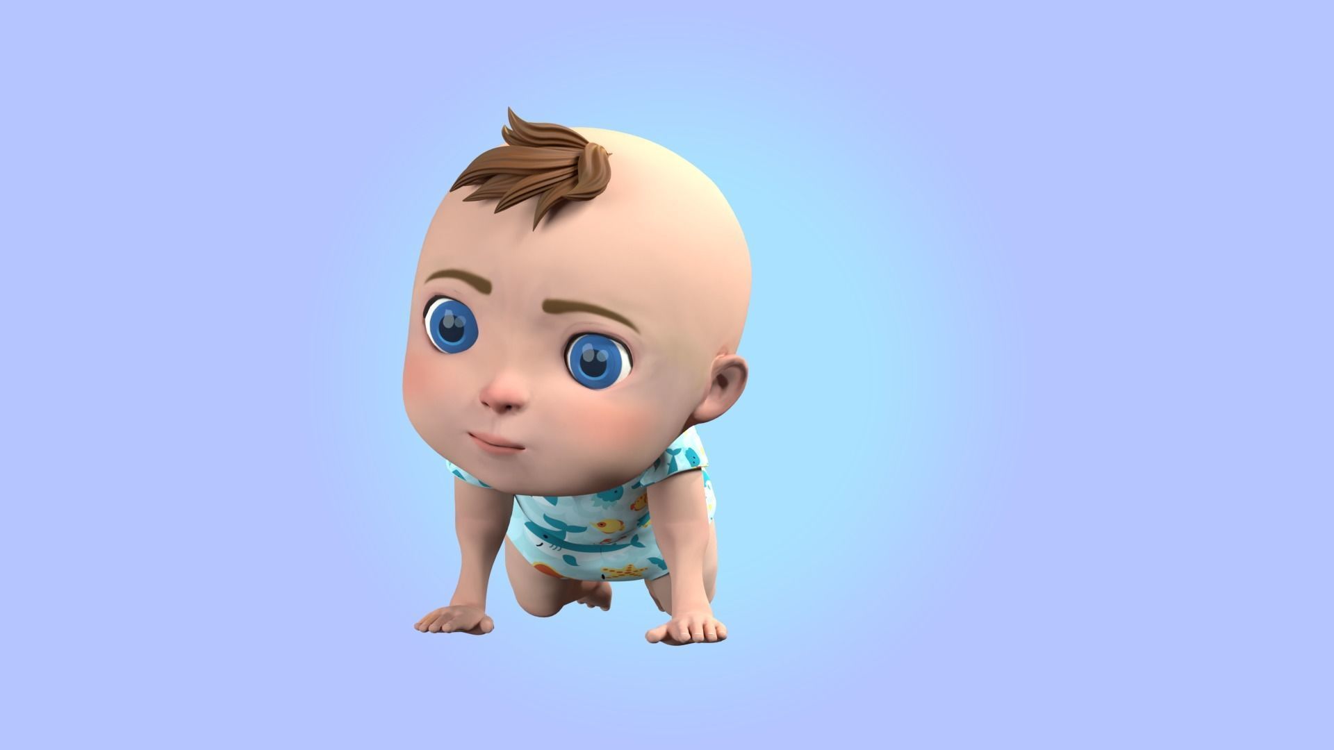 Cartoon Baby Rigged 3D model Low-poly 3D model_6