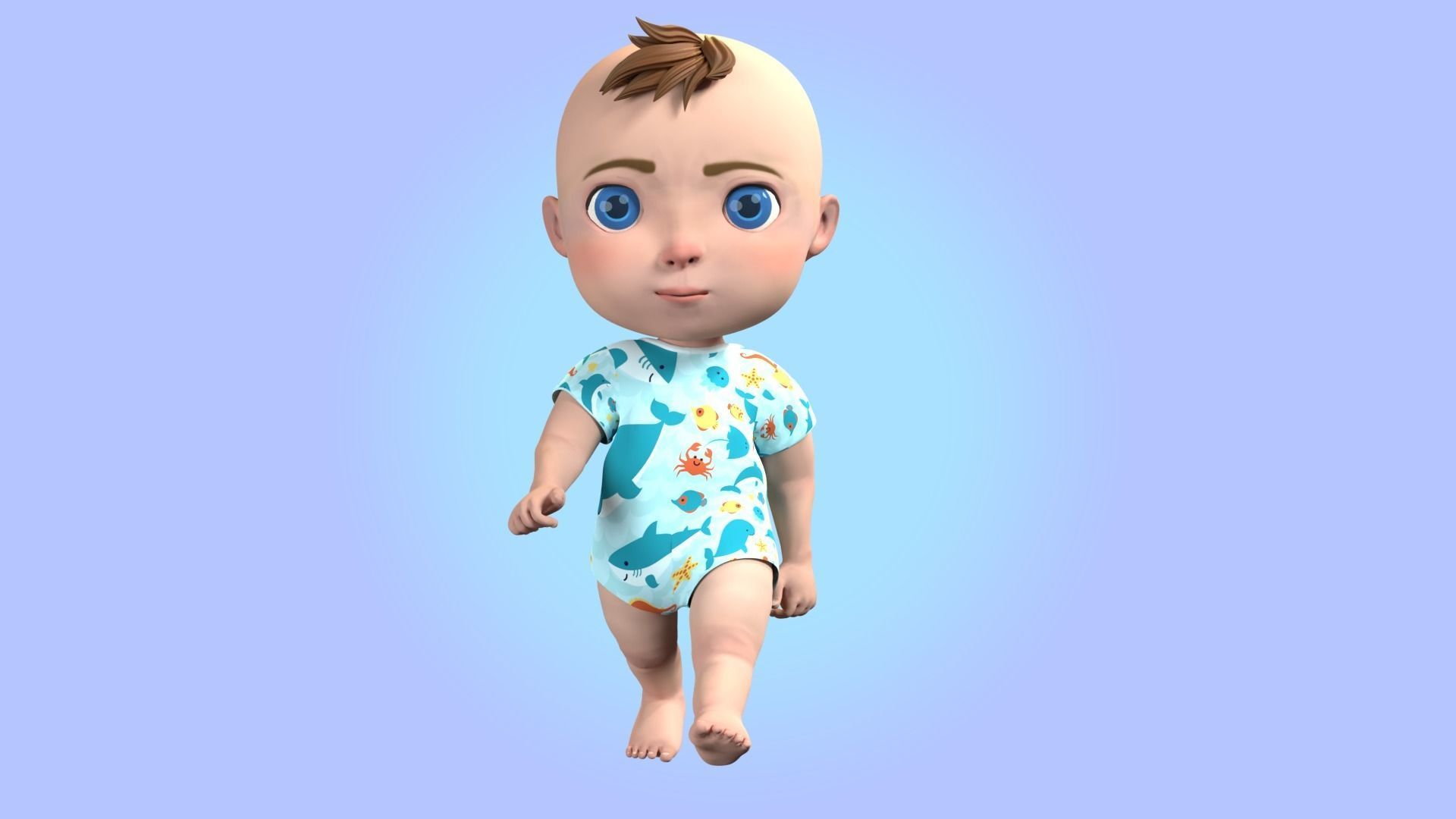 Cartoon Baby Rigged 3D model Low-poly 3D model_14