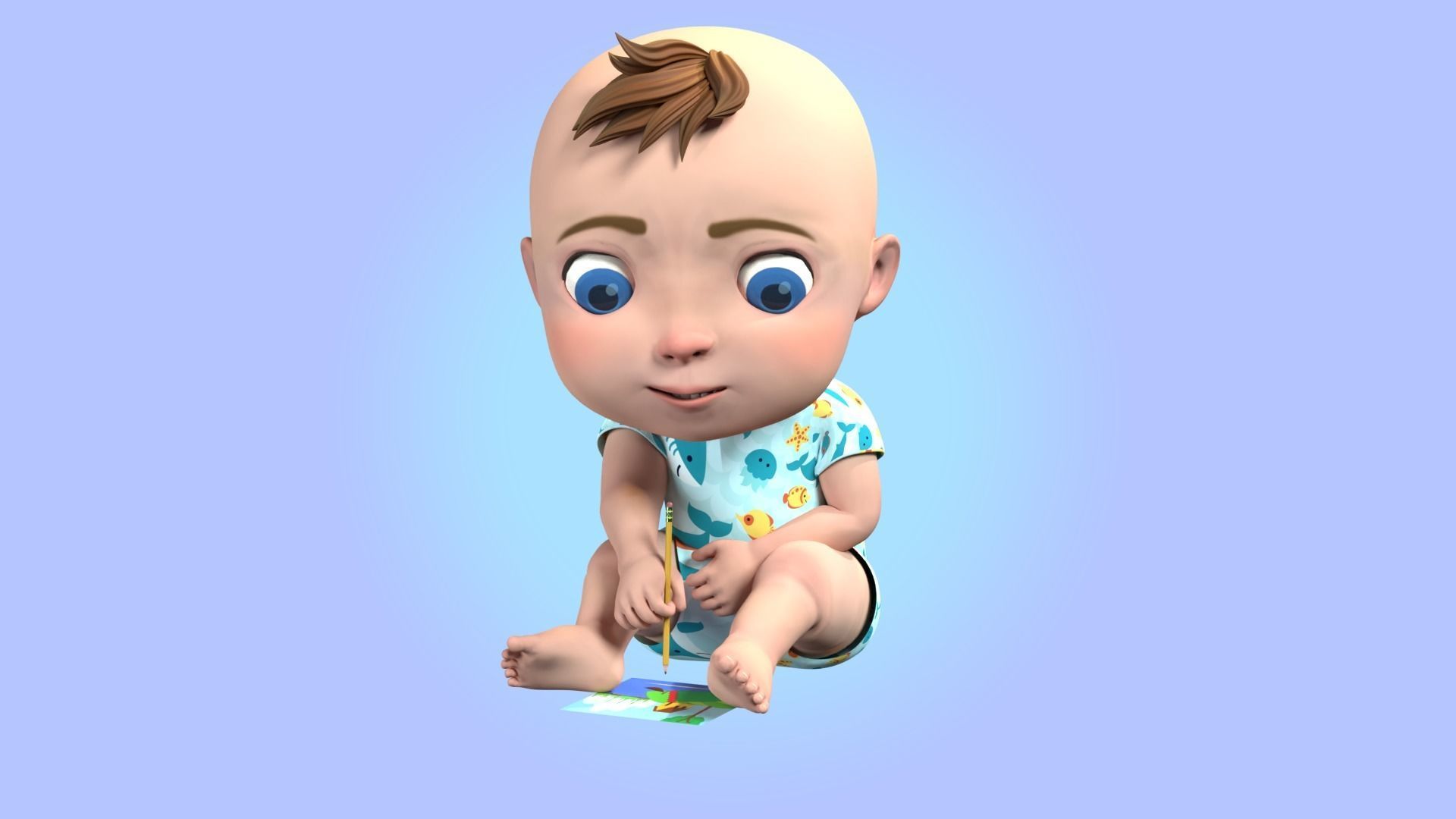 Cartoon Baby Rigged 3D model Low-poly 3D model_3