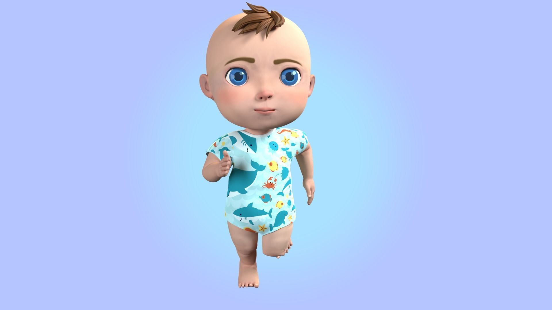 Cartoon Baby Rigged 3D model Low-poly 3D model_7
