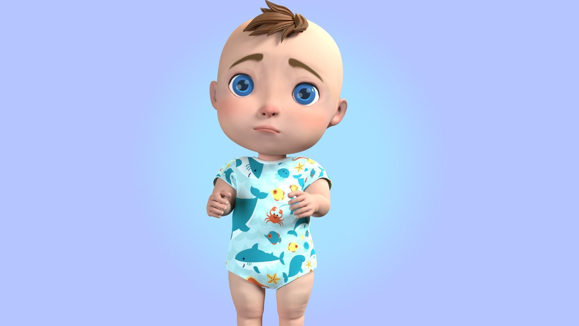 Cartoon Baby Rigged 3D model Low-poly 3D model_4