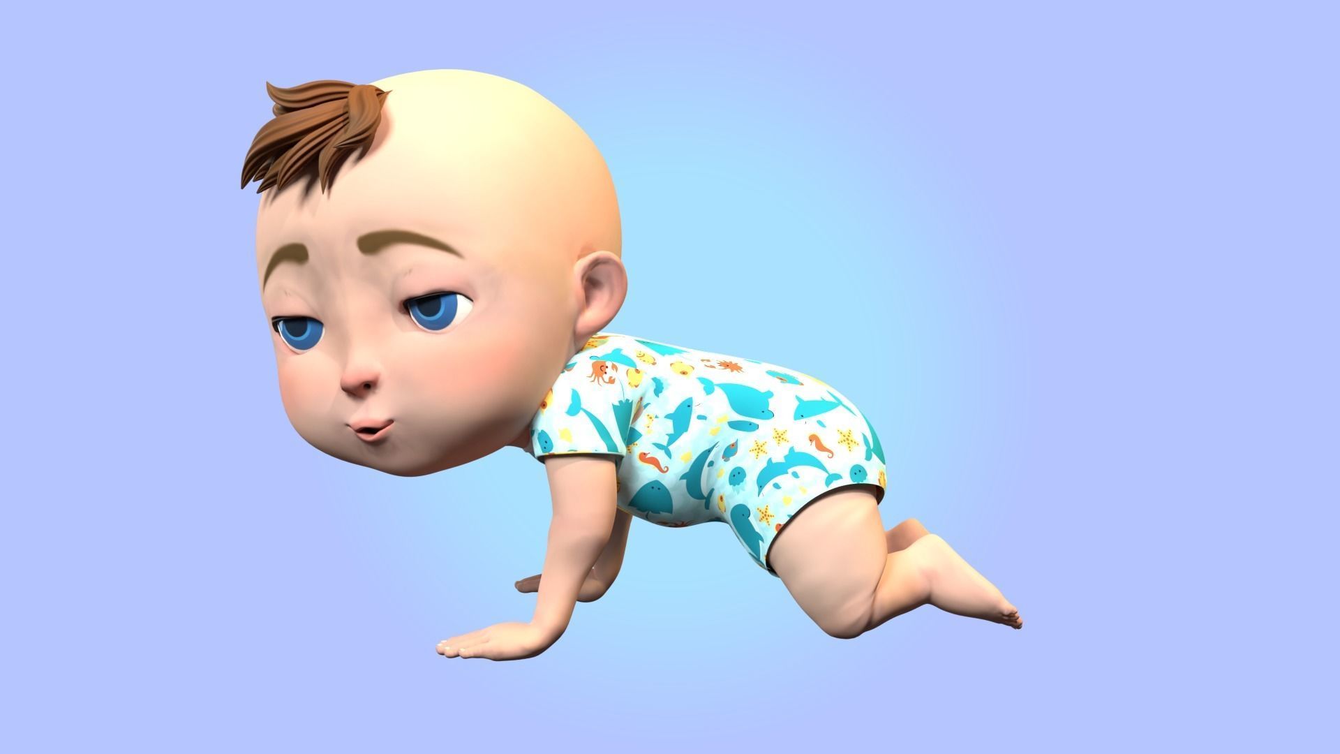 Cartoon Baby Rigged 3D model Low-poly 3D model_19