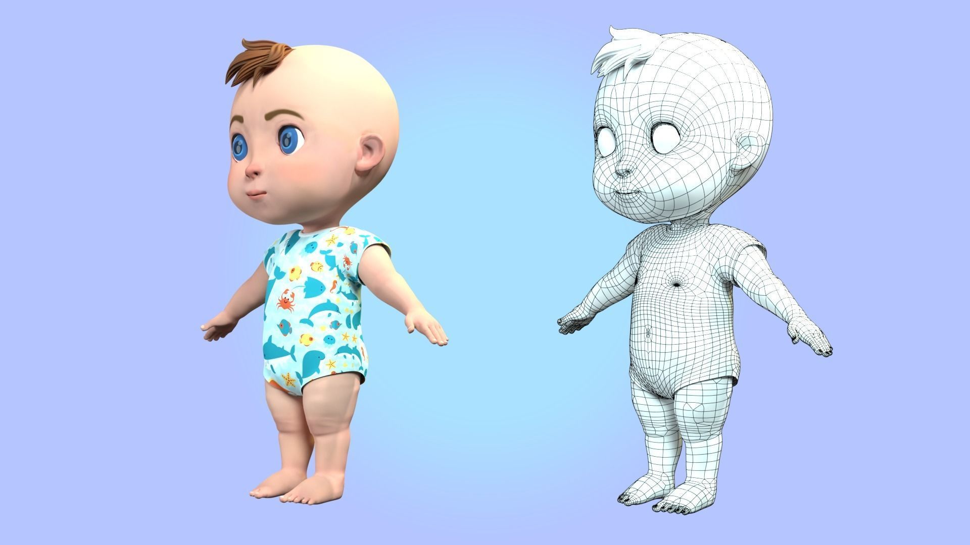 Cartoon Baby Rigged 3D model Low-poly 3D model_24