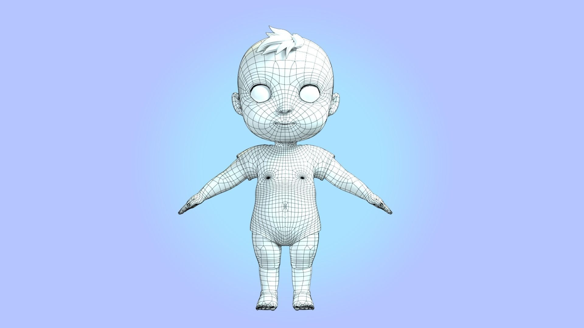 Cartoon Baby Rigged 3D model Low-poly 3D model_26