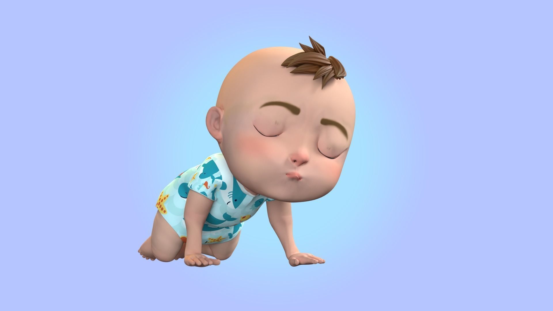 Cartoon Baby Rigged 3D model Low-poly 3D model_22