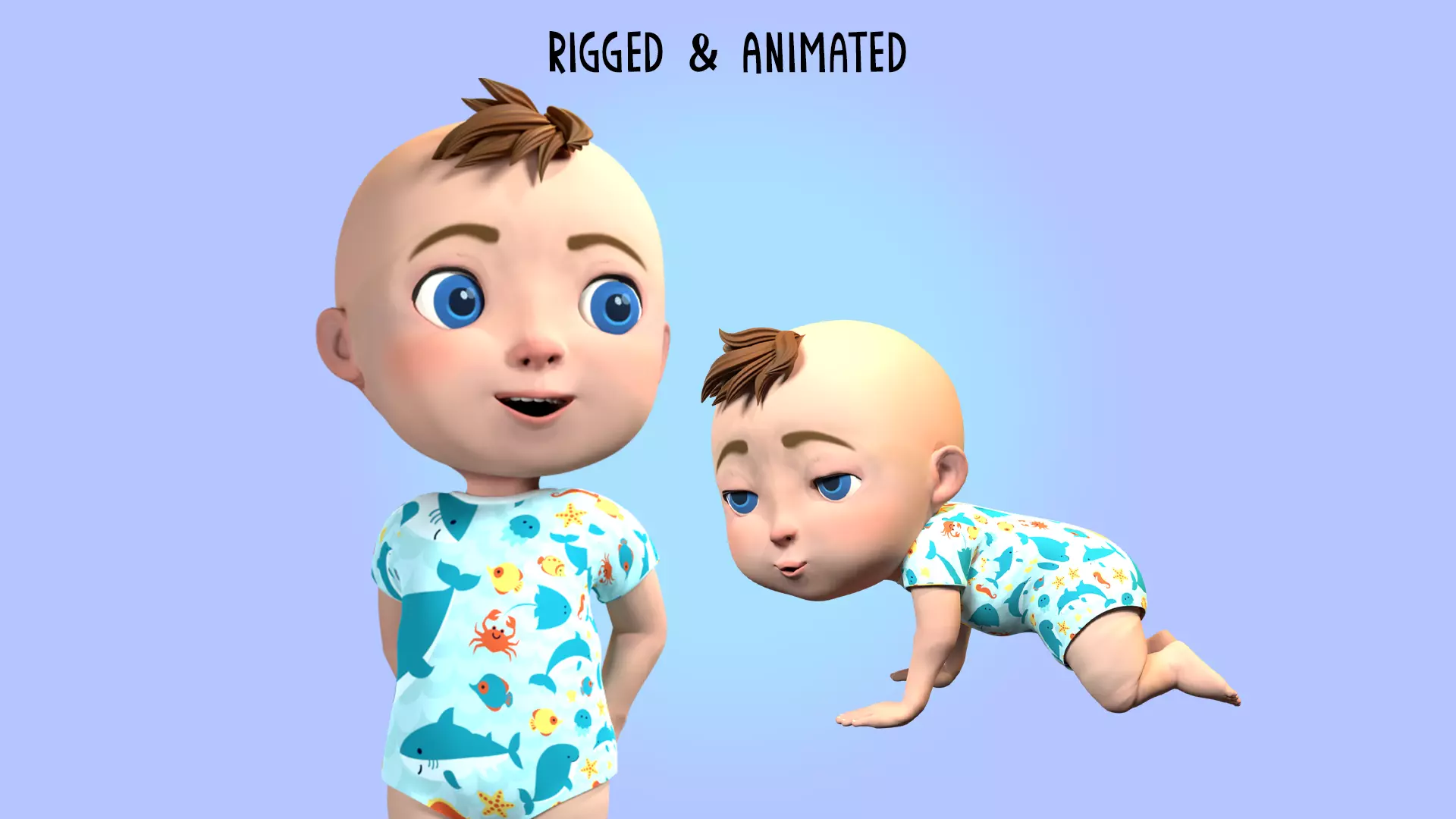 Cartoon Baby Rigged 3D model Low-poly 3D model_0