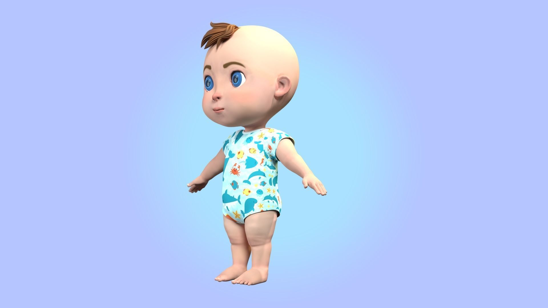 Cartoon Baby Rigged 3D model Low-poly 3D model_12
