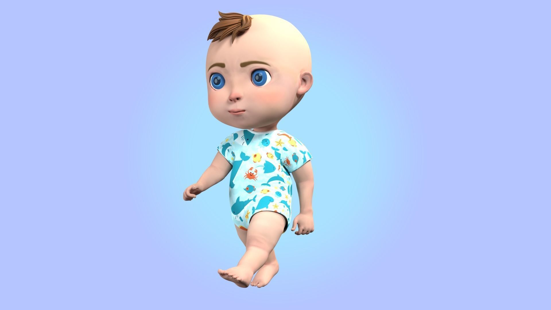 Cartoon Baby Rigged 3D model Low-poly 3D model_15