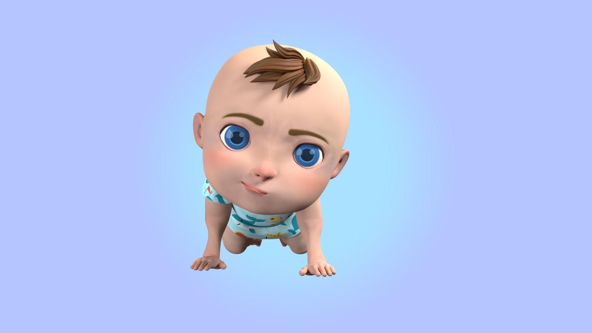 Cartoon Baby Rigged 3D model Low-poly 3D model_16