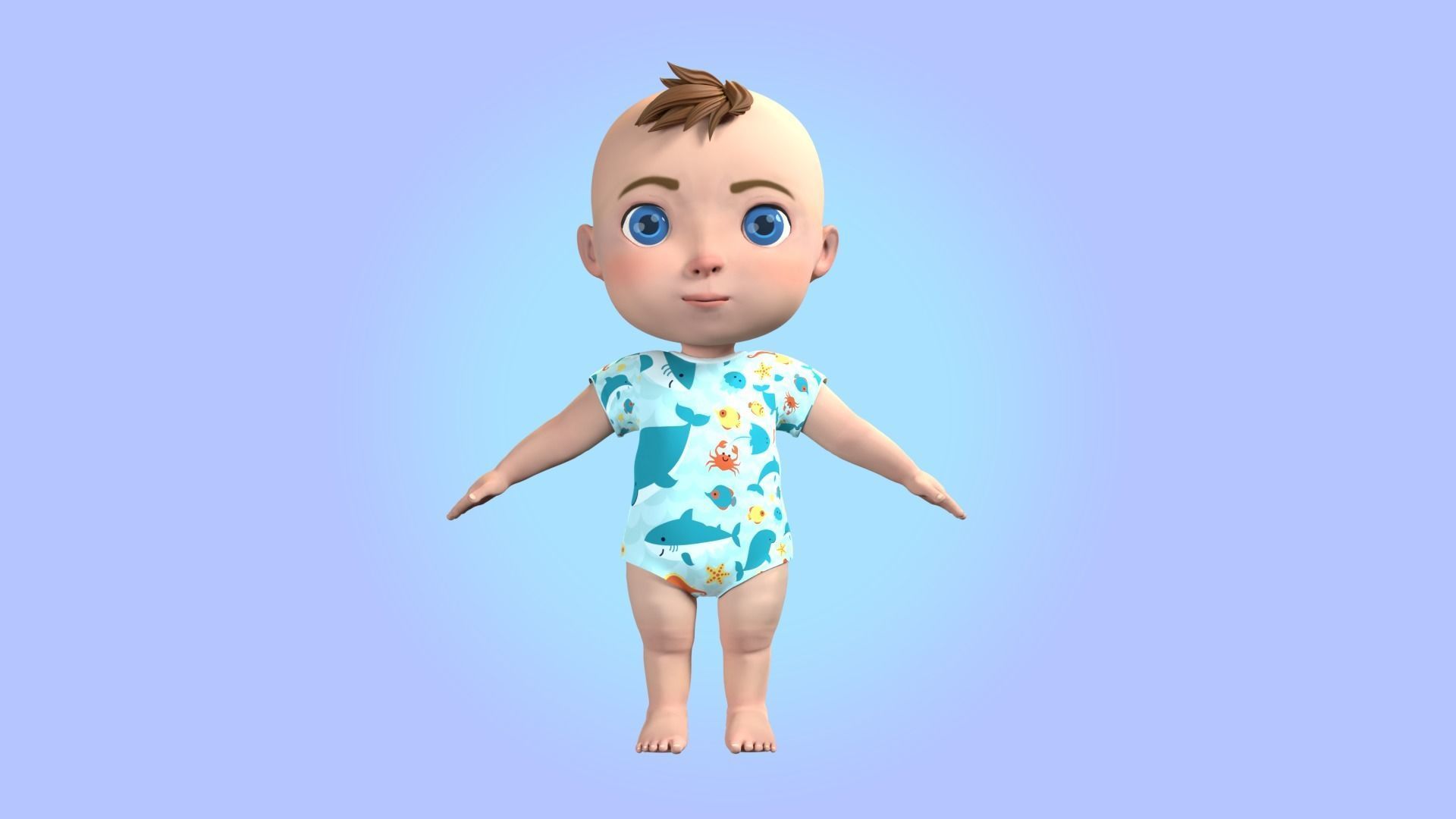 Cartoon Baby Rigged 3D model Low-poly 3D model_25