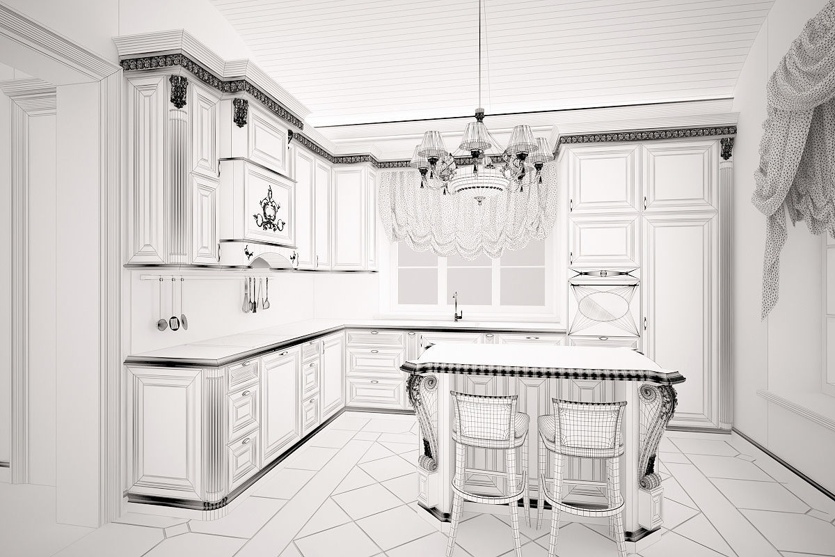 Classic kitchen 3D model_3