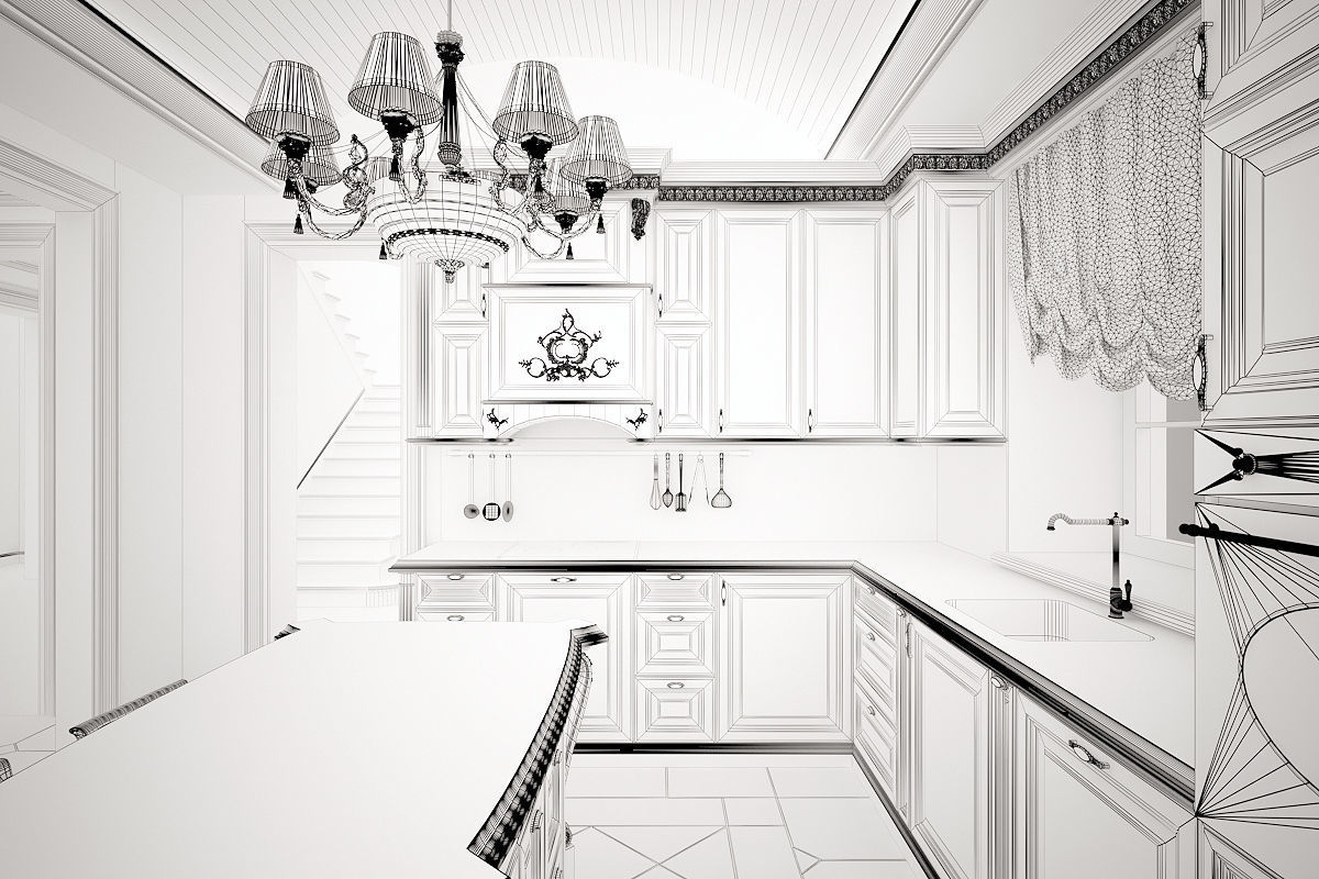 Classic kitchen 3D model_4