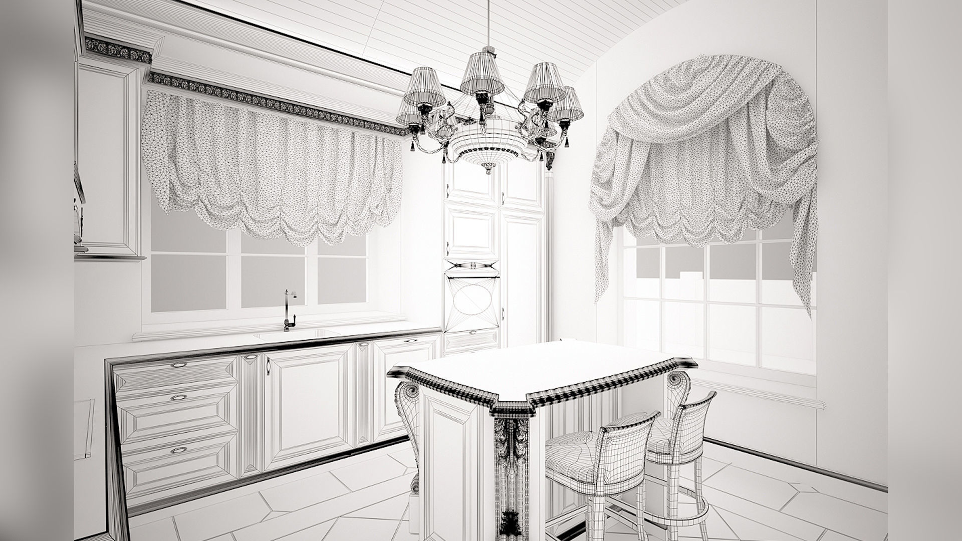 Classic kitchen 3D model_5