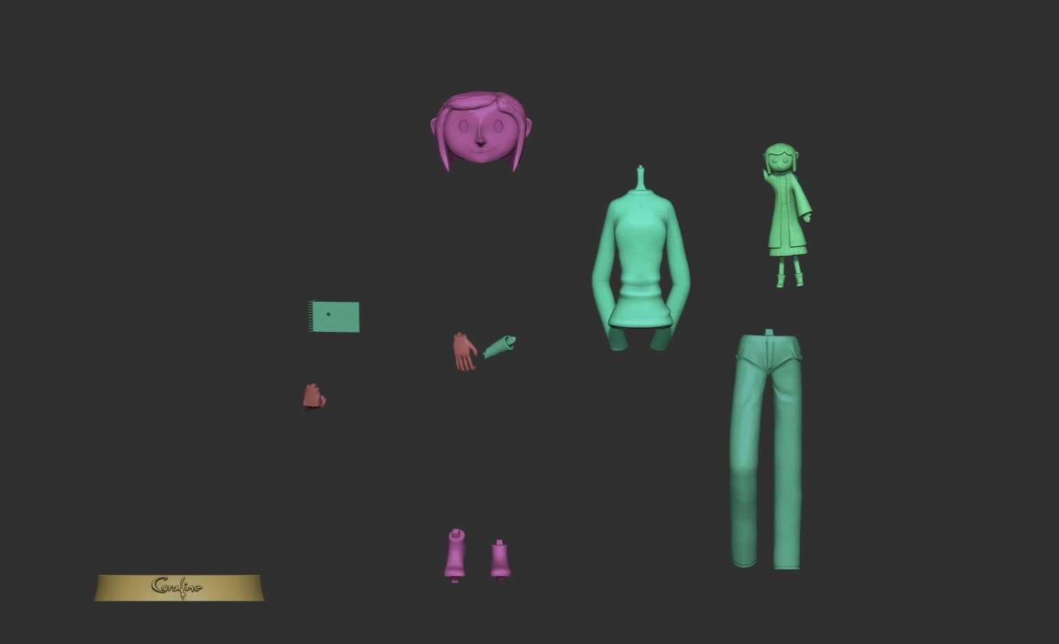 Coraline - Coraline cartoon girl 3D print model_8