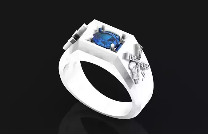 mens signet with microclips   ring Don Quixote 706