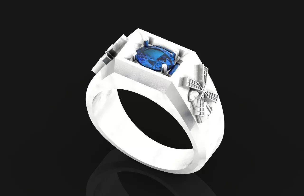 mens signet with microclips ring Don Quixote 706 3D print model