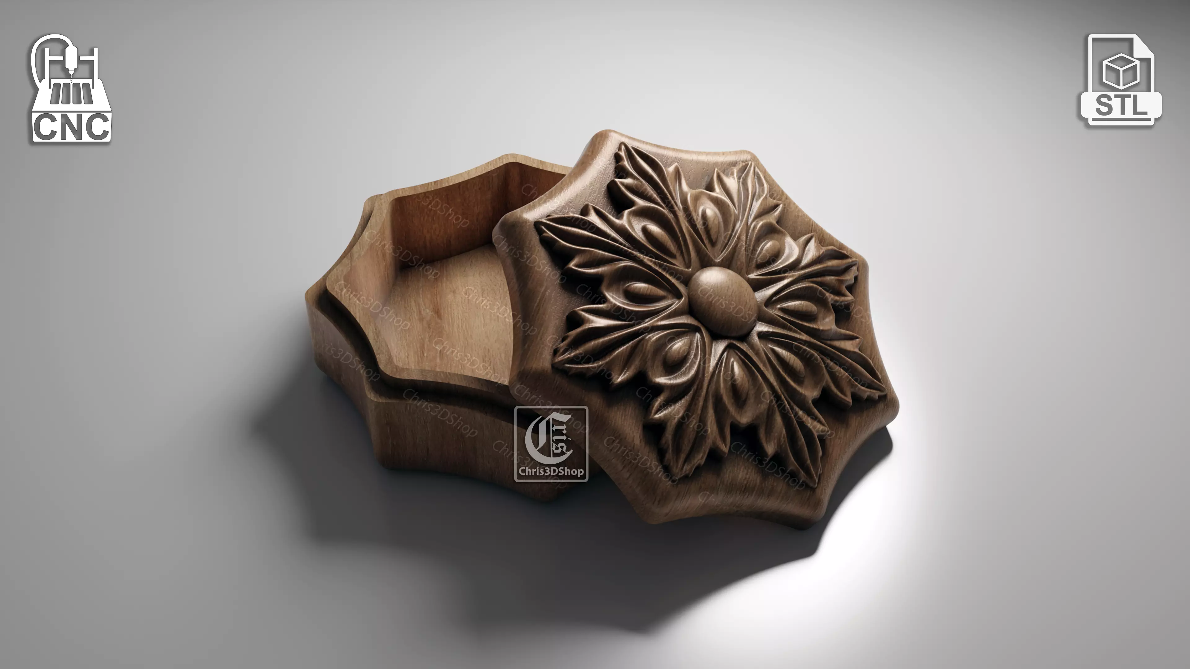 Octagonal Jewelry Box 2 - STL Files for CNC Router 3D print model_0